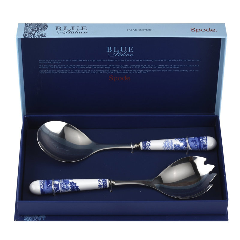 Blue Italian Pair of Salad Servers