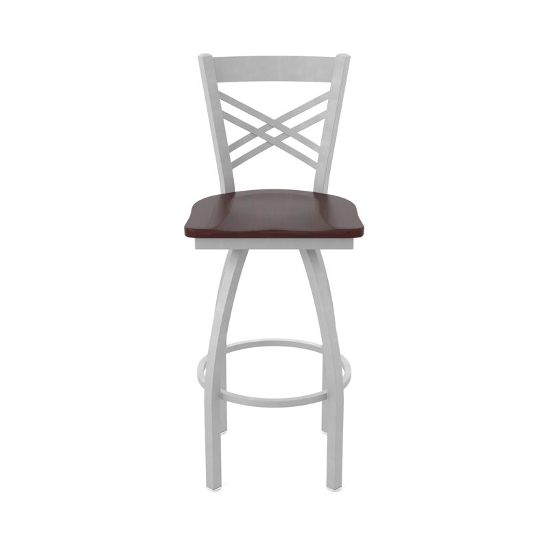 Tabouret tournant 820 Catalina, Nickel anodisé, Bois - Érable cerise foncée, Très grand (assise de 36 po de hauteur)