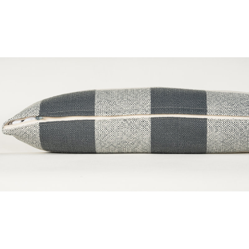 Coussin Birch Lane Cleveland, Bleu à carreaux, Polyester