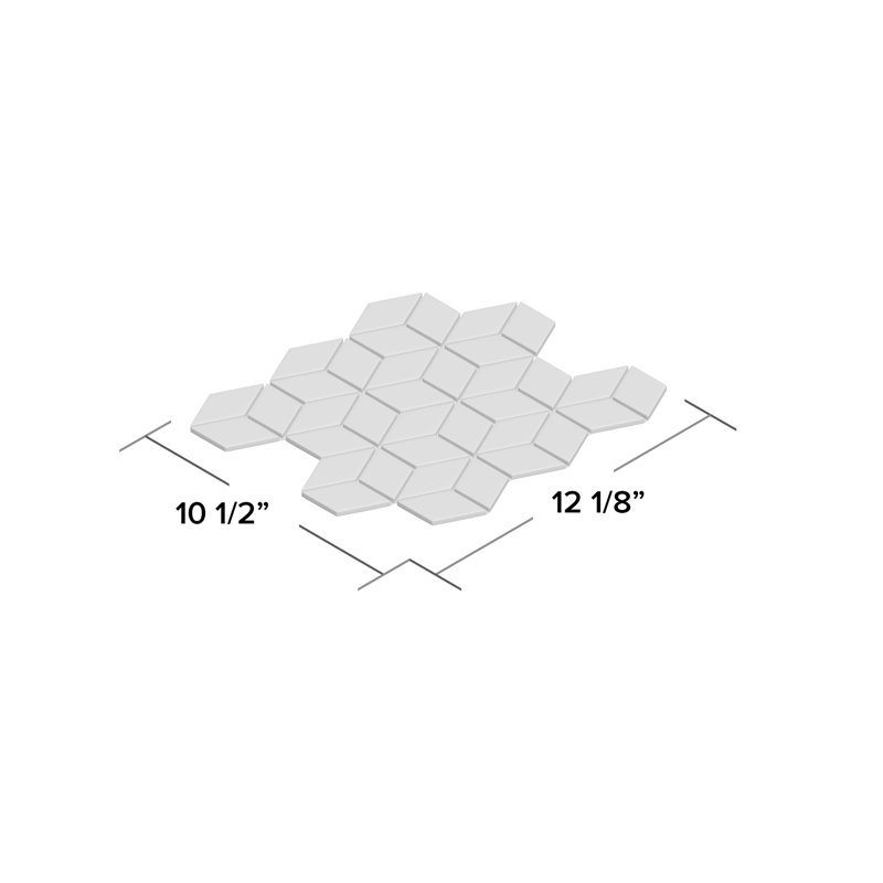 Metro Rhombus 10-1/2 " x 12-1/8 " Porcelain Mosaic Floor & Wall Tile, Glossy White