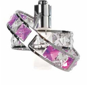 1 - Light Polished Chrome Geometric Pendant, Crystal, purple and polished chrome