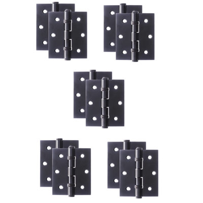  5 Pairs Ball Bearing Hinges in Matt Black Finish, Timber Door Hinge - 75mm 3"