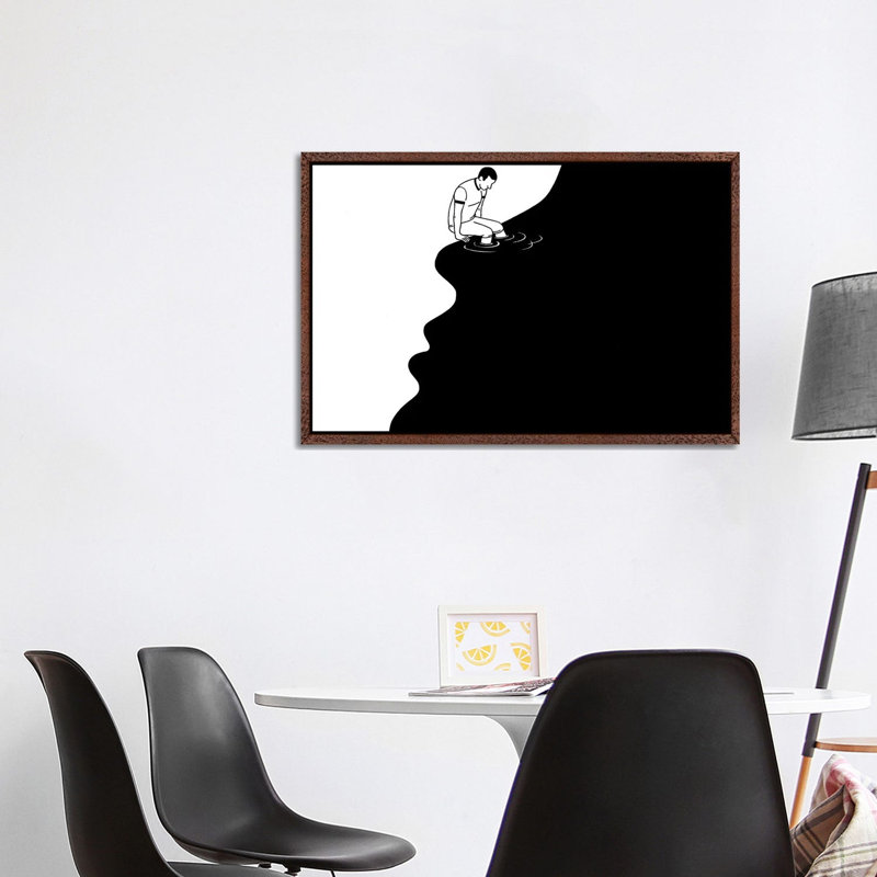 Blue & Gold by Lisa Robinson - Floater Frame Print on Canvas, Classic Brown Wood Framed Canvas, 101.6 cm H x 66.04 cm W