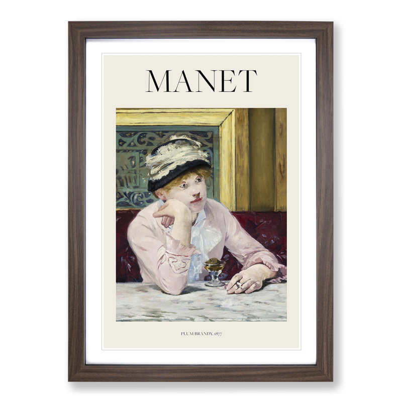 Plum Brandy Print by Edouard Manet - Picture Frame Painting, 65cm H x 48cm W x 2cm D, Walnut Framed