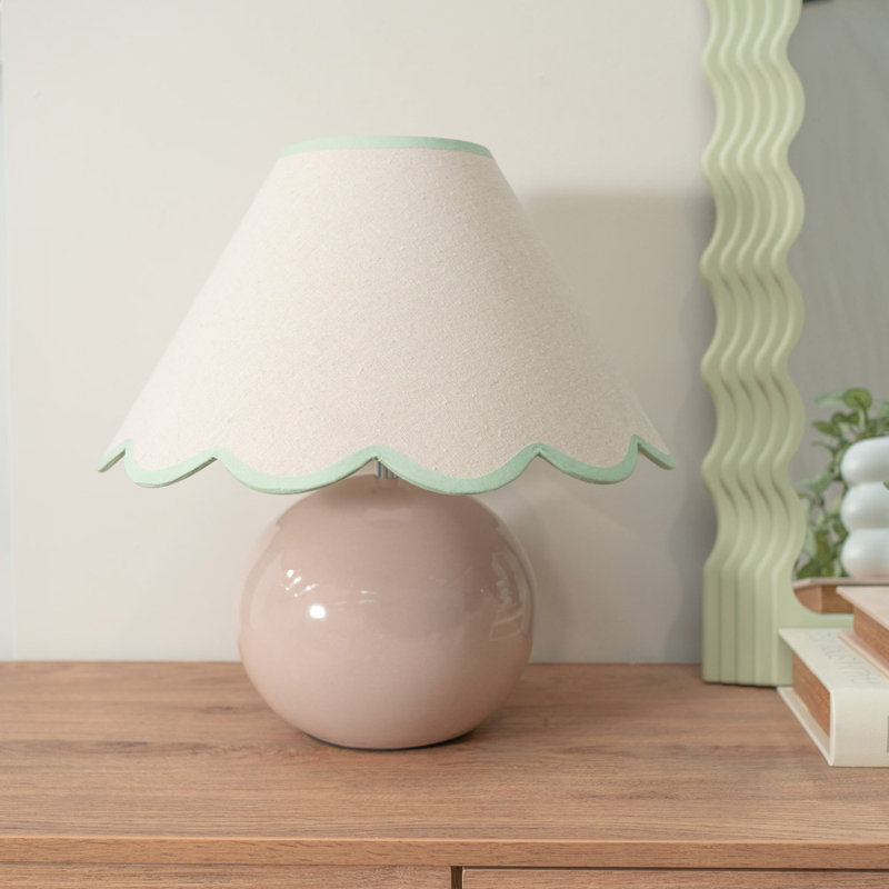 Berngard 37cm Lamp, Green/White, Cream, Yes