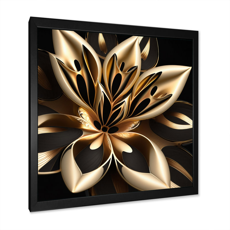 Glamourous Lily On Black III - impression sur toile de lis, Cadre d'angle fermé noir, H 16 po x l 16 po x P 1 po