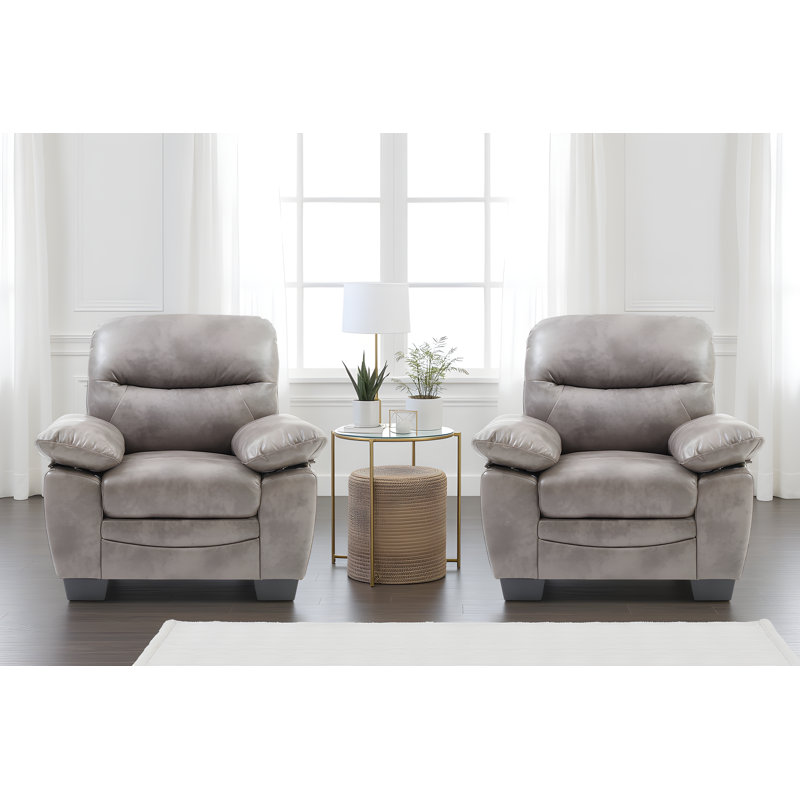 Ensemble de 2 chaises en similicuir Pingry, Gris