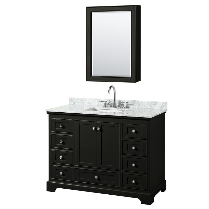 Deborah 48'' Single Bathroom Vanity with Marble Top, Dark Espresso, Polished Chrome