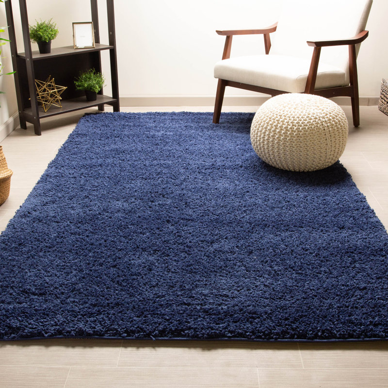 Tapis bleu à poils longs Deans, Rectangle 6 pi 7 po x 9 pi 6 po