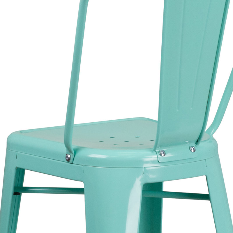 Tabouret de comptoir en métal patiné pour l'intérieur / extérieur de 24 po de hauteur Angelean - noir, Menthe