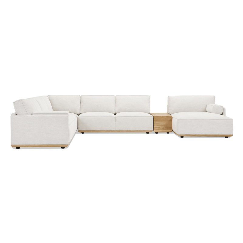 Méridienne modulaire en U avec console de rangement 164 po Destin, Accoudoir à droite (vu de face)