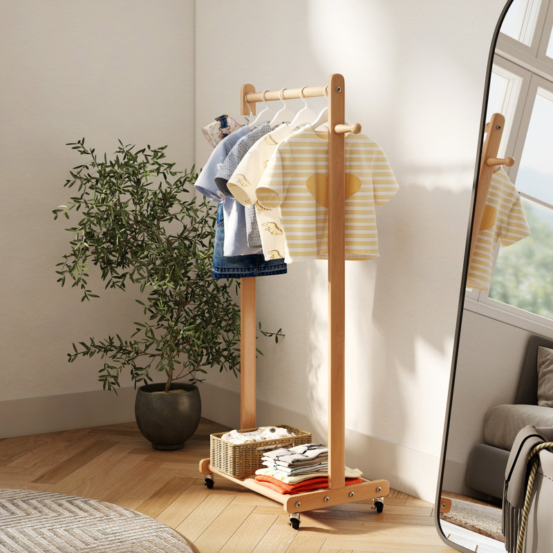 Organisateur de vêtements en hêtre massif pour enfants, 47.2 inch