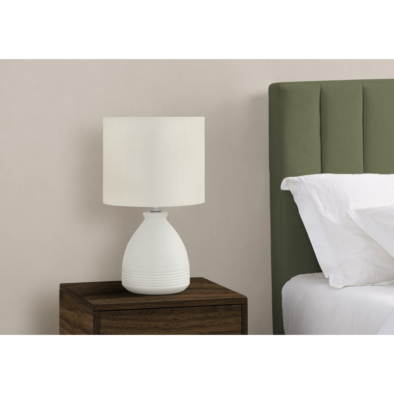 Lighting, H 17 po, lampe de table, céramique crème, abat-jour ivoire / crème, moderne