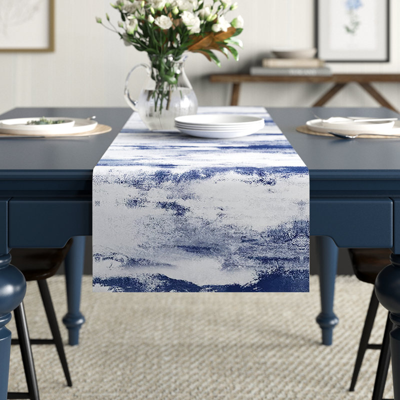 Harriss Abstract Table Runner, 72" x 16", Blue