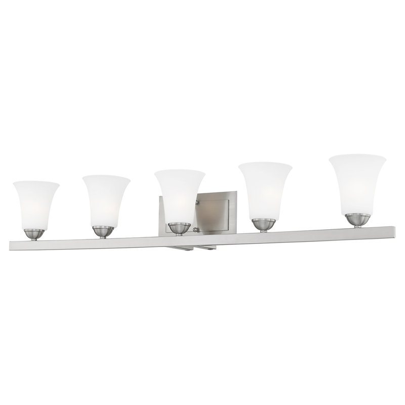 Éclairage de salle de bain à intensité variable 5 lumières Bullis, Nickel brossé