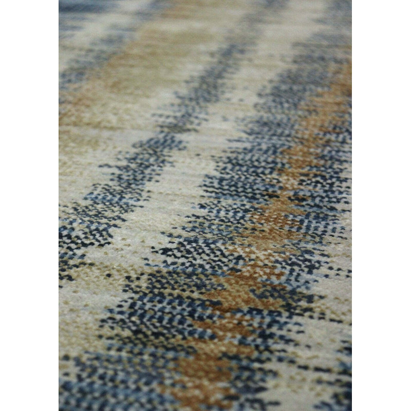Striped Area Rug in Navy/Copper/GrayIvory, Rectangle 10'1" x 14'2"