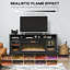 Console de télévision avec foyer électrique, rangement ouvert et armoires latérales, conception durable et peu encombrante, décor élégant pour le salon et la chambre à coucher-121050397