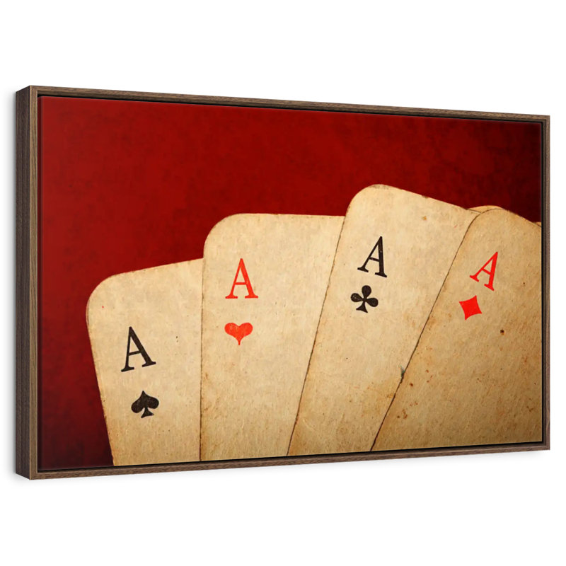 Vintage Aces Poker, Cadre flottant en noyer, 31 po x 21 po