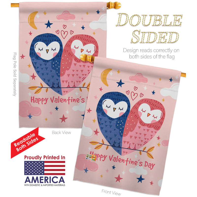Drapeau de maison 40 po x 28 po Owl Love