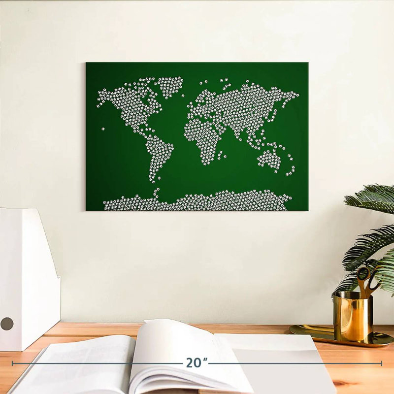 Aliaz Football Soccer Balls World Map, 8" H x 12" W
