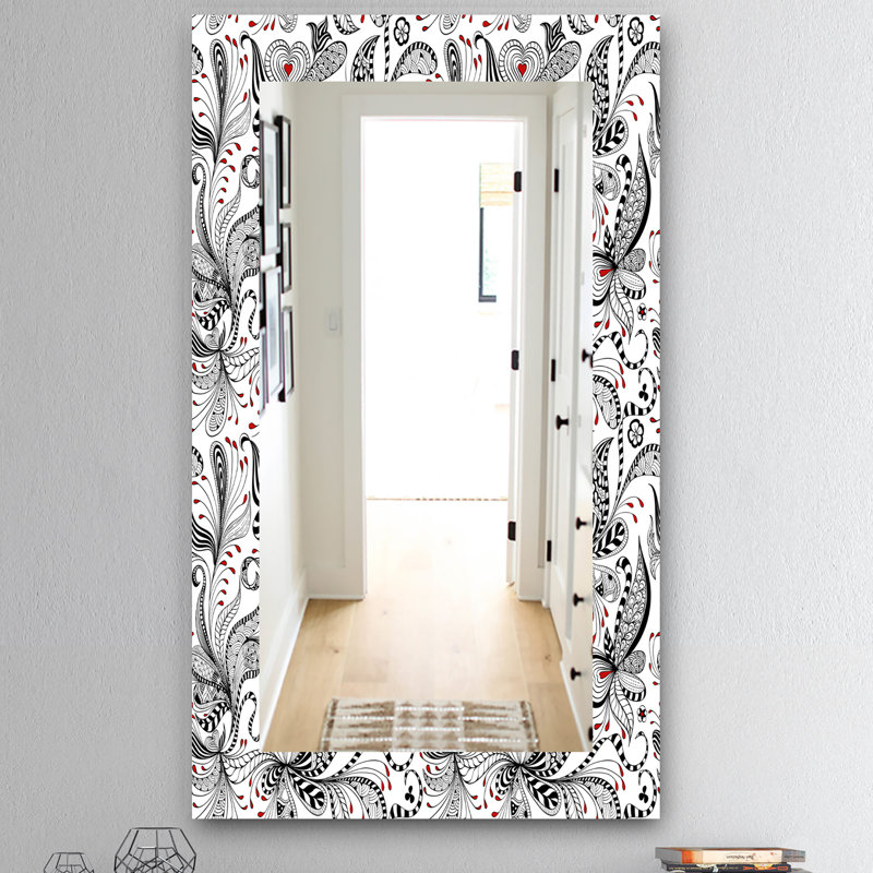 Miroir mural bohémien et éclectique floral, H 39,4 po x l 29,5 po