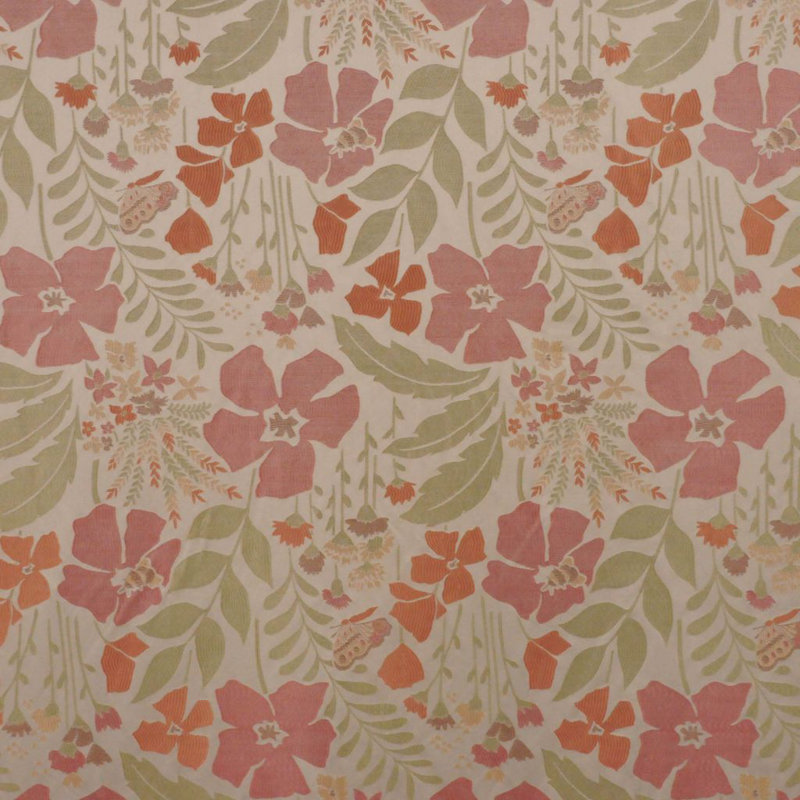 Allure Floral Fabric, Beige/Green/Pink/Orange