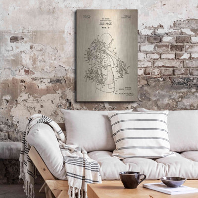 «Jet Pack Blueprint Brevet Parchment», art mural en métal