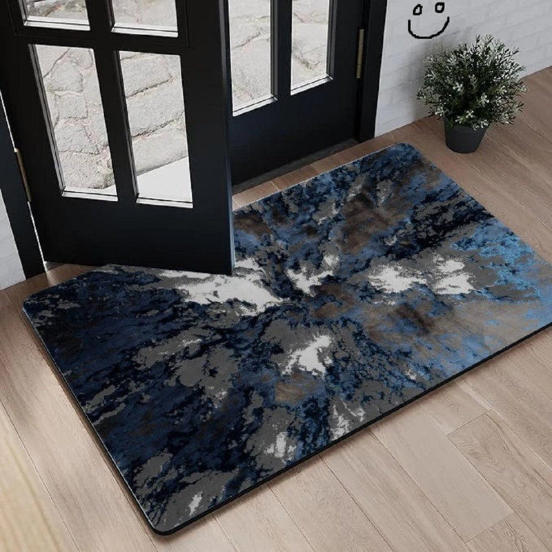 Abstract Doormat, Navy, 80cm W x 150 cm L