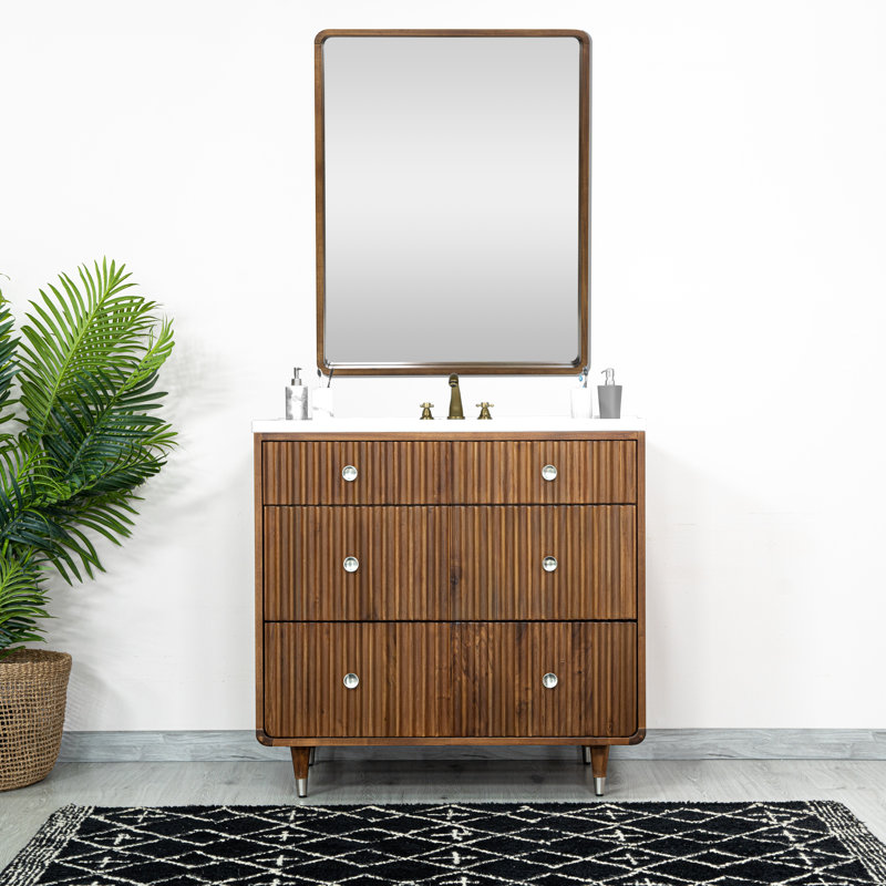 Kaiya Bay 36'' Fruitwood Single Freestanding Bathroom Vanity