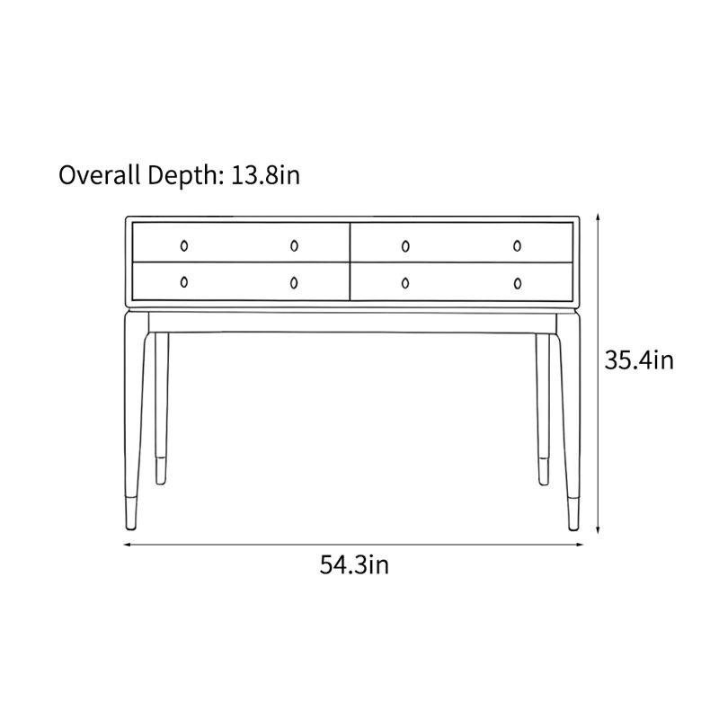 Console américaine de style américain, H 35,4 po x l 54,3 po x P 13,8 po