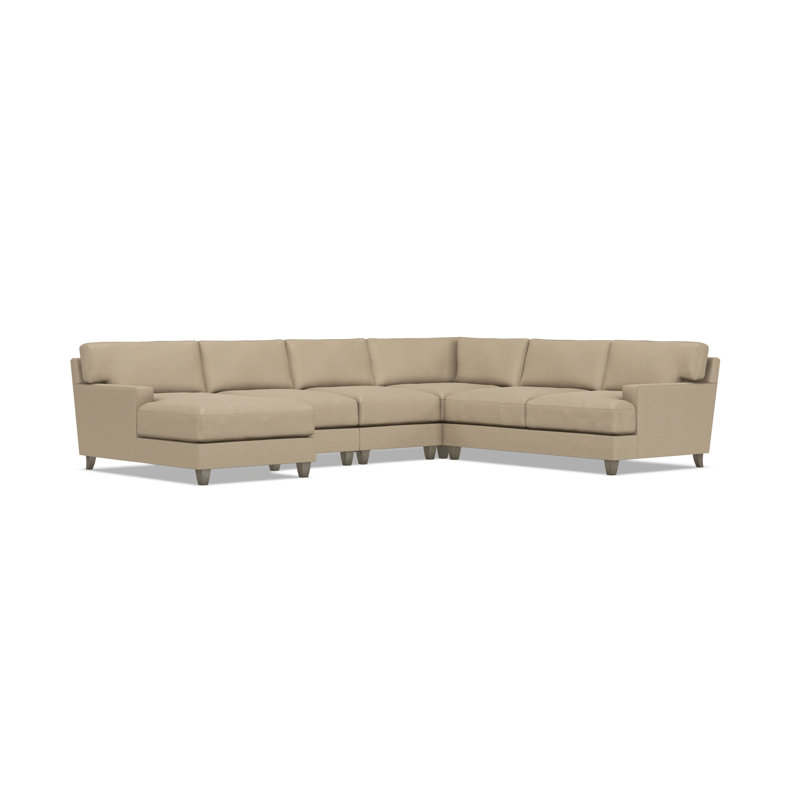 Bernhardt Mila 5-Piece Fabric Sectional, Tan Polyester, Left Hand Facing, 33.5" H x 137" W x 107" D