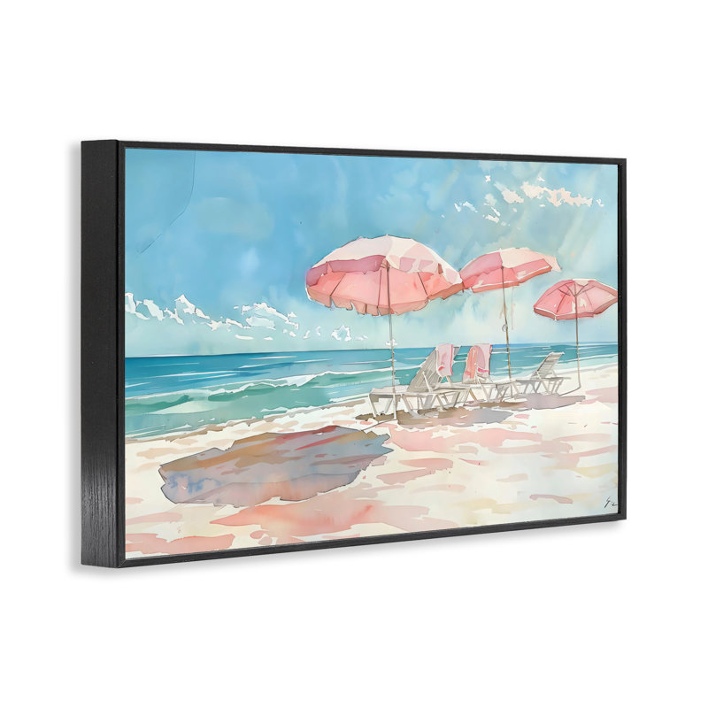 Giclée encadrée aquarelle rose pastel, design par LSR Design Studio, H 16 po x l 24 po, Giclée encadrée noir minuit