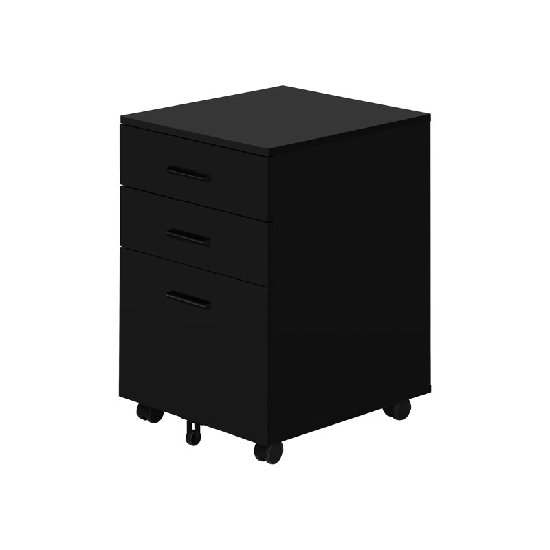 Black Laminate Rolling File Container, For Neat Office Organization Cabinet In Laminate, With Adequate Storage Drawers
