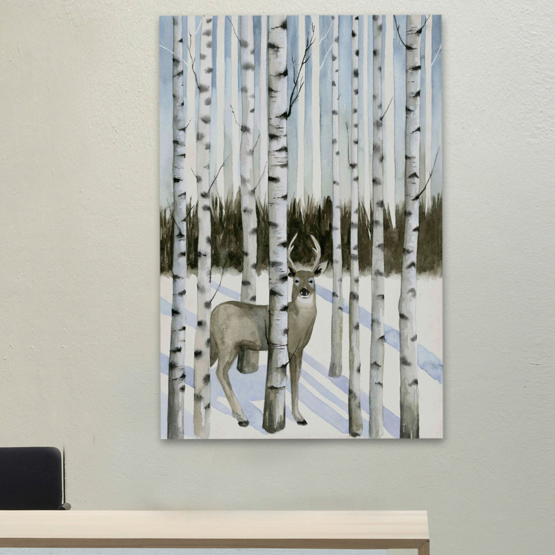 Deer In Snowfall I - Wrapped Canvas Print, 114 cm H x 76 cm W x 4 cm D