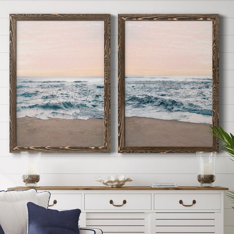 Turning Tides I - ensemble de 2 reproductions de photos, H 31,5 po x l 47 po x P 1,5 po, Toile avec cadre en noyer