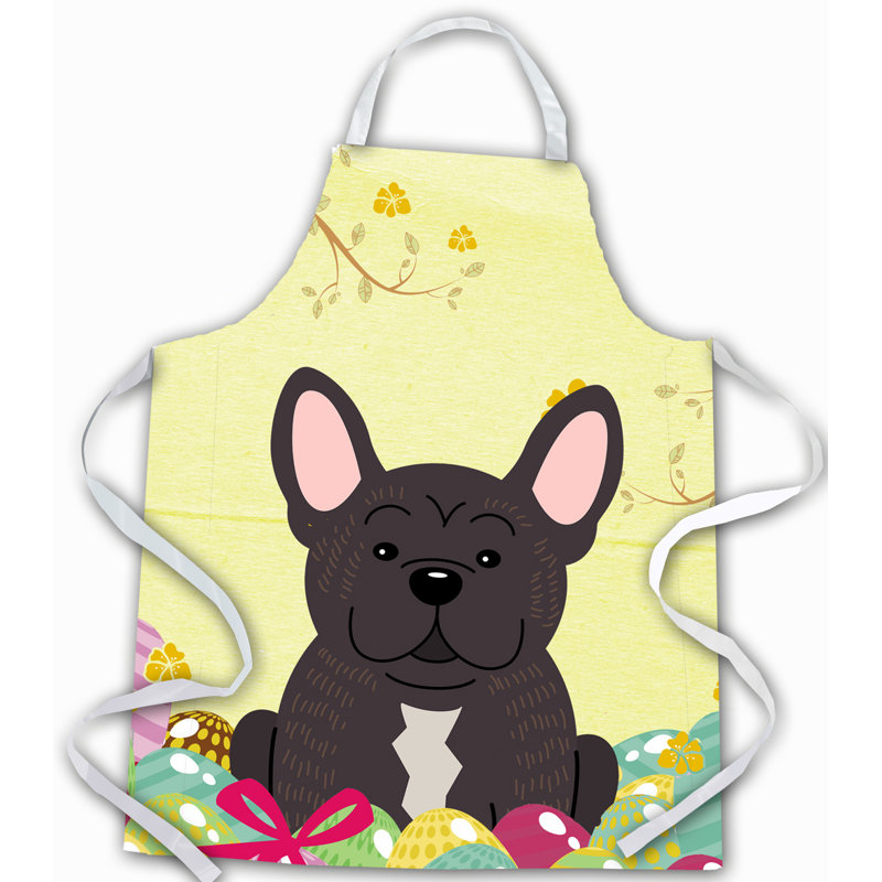 Easter No Pattern Bib Apron, Yellow/Brown/Black, French Bulldog Brindle