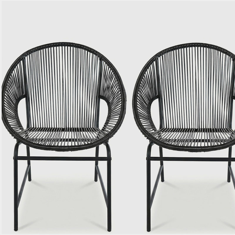 Ensemble de 2 chaises d'extérieur en rotin NUSA, Noir
