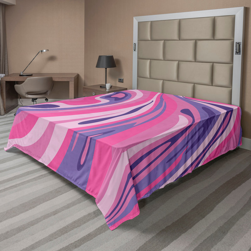 Drap plat moderne de style bohème Ambesonne, Pale Fuchsia/Soft Pink Abstract, Full Flat Sheet