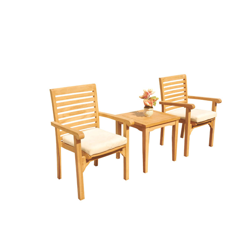 Cimah 2 - Person Teak Solid Wood Patio Dining Set Square Table