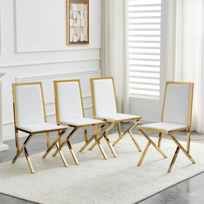 4-Pack Metal Framed Ergonomic Dining Chairs