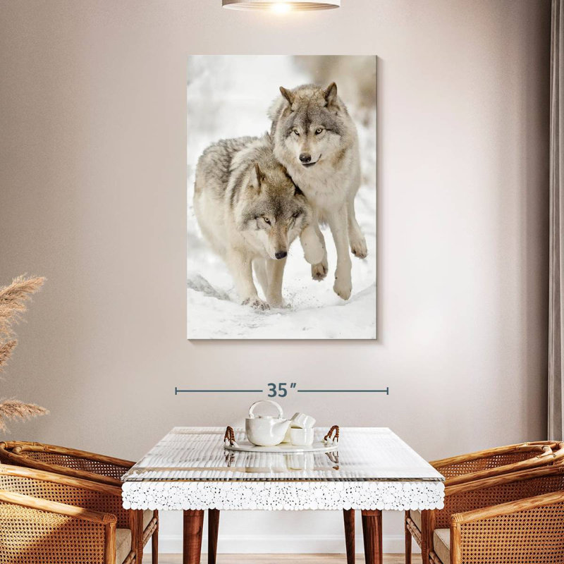 Brampt Playful Gray Wolves, 48" H x 32" W