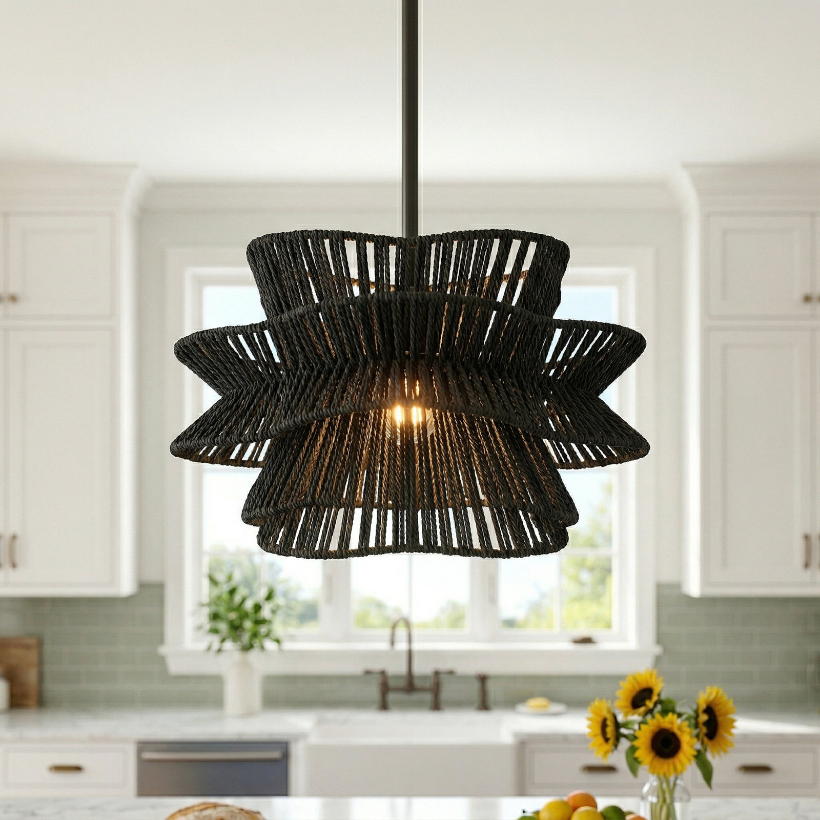 Towne Dimmable Single Light Pendant, Black