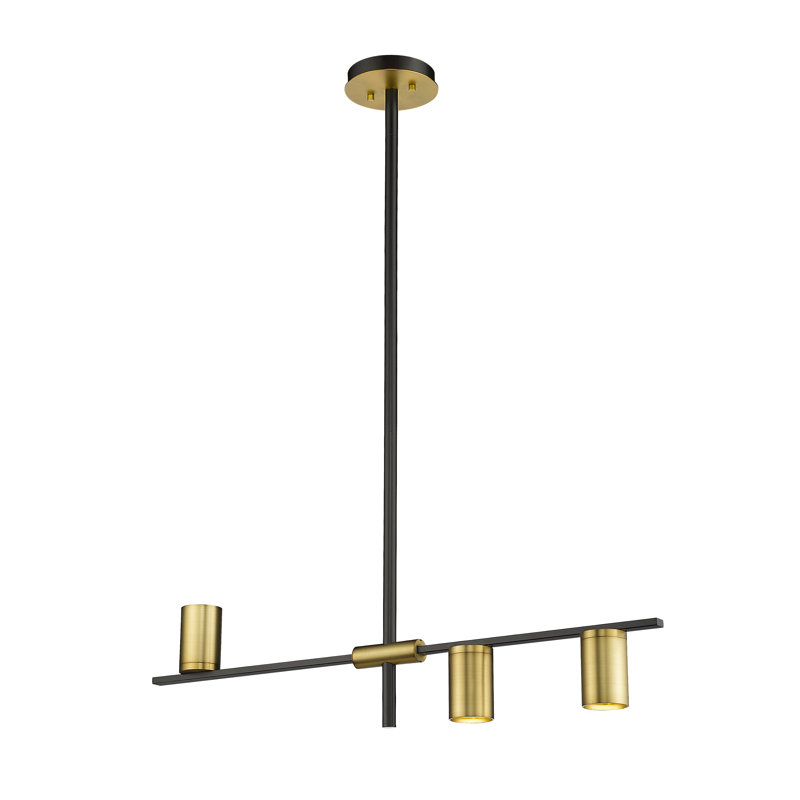 Lustre cylindrique spoutnik à 3 lumières Jamari, Laiton vieilli