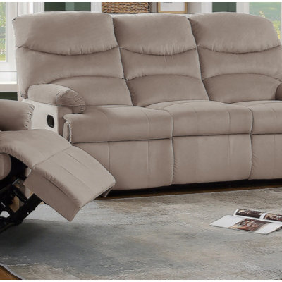 Luxurious Velvet   Color 3-Seater Manual Recliner Sofa Couch Manual Motion Plush Armrest  Furniture 1Pc Sofa Couch