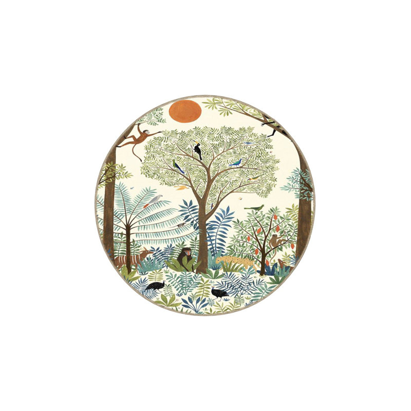 Tapis tissé à motif crème moderne Modern, Sous-tapis rond 3 pi 3 po inclus