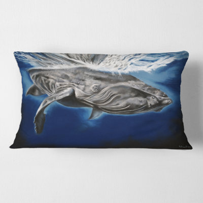 Portrait et couvre-oreiller rectangulaire avec baleine à bosse