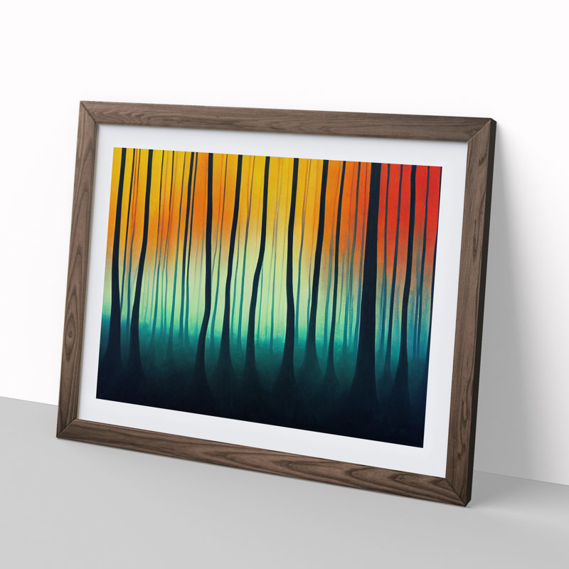 Admirable Abstract Forest - Framed Print, 34cm H x 46cm W x 2cm D, Walnut