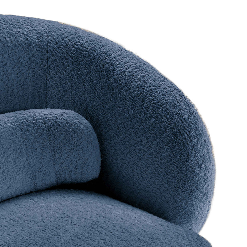Saboor 78Cm Wide Swivel Barrel Chair, Blue Boucle