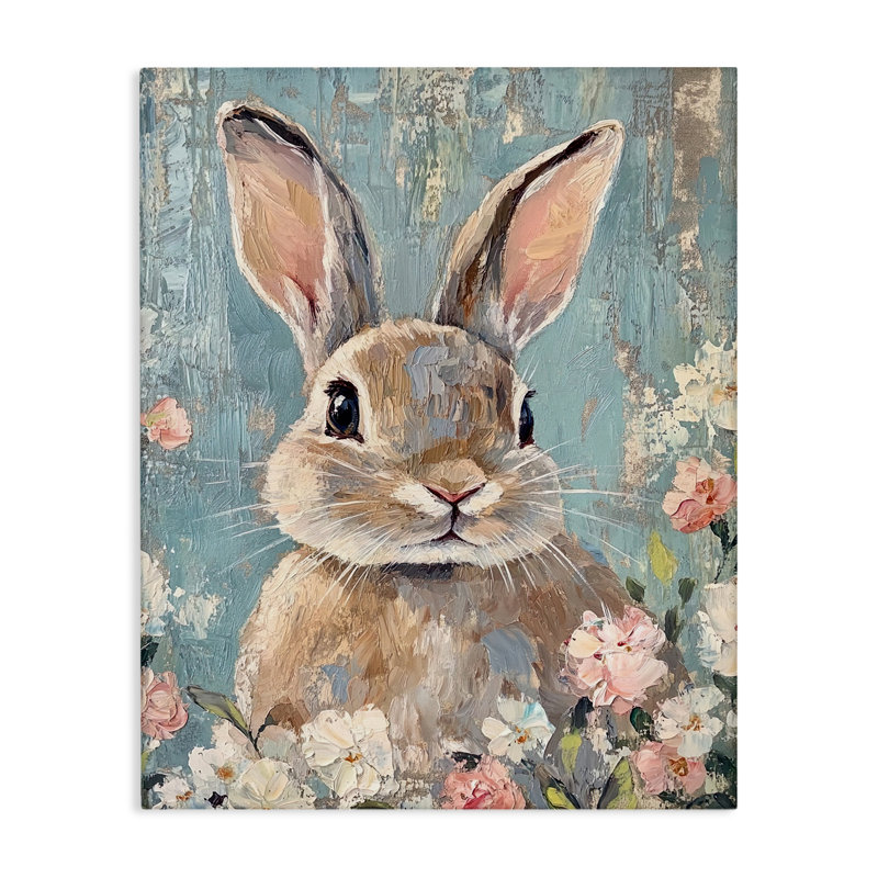 Toile délavée en forme de lapin, design par Franklyn Gregory, H 20 po x l 16 po