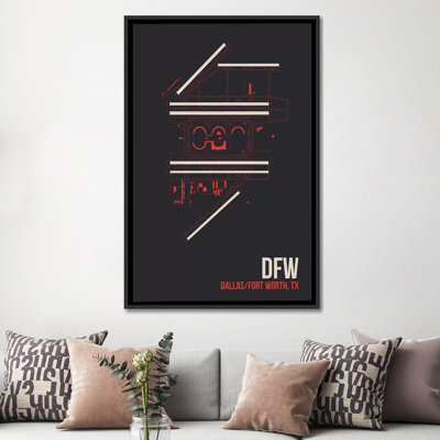 Reproduction d'art graphique sur toile, "Dallas / Fort Worth" par l'Airport Diagram Series